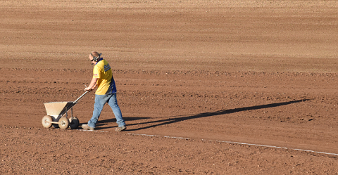 Worker laying chalkline