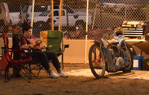 Woman relaxing in pit area