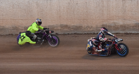 Motorcycle with sidecar on track