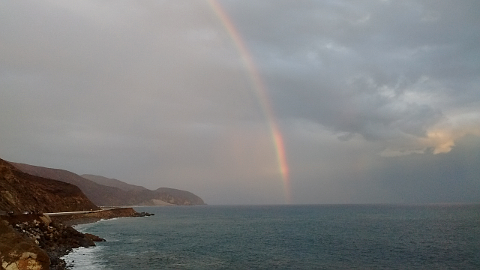 Rainbow and coastline
