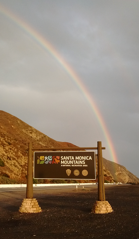 Rainbow and sign