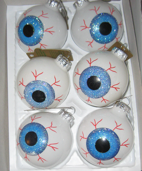 Bloodshot eyeball ornaments