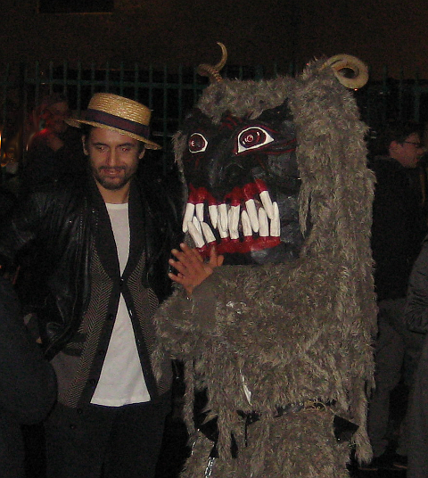 Krampus posing with spectator