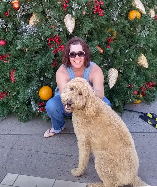 Christmas Decor, woman, and dog
