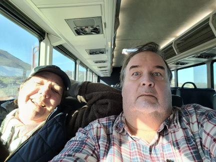Nervous man on bus