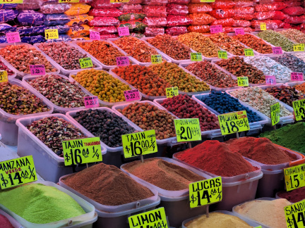Row of colorful spices