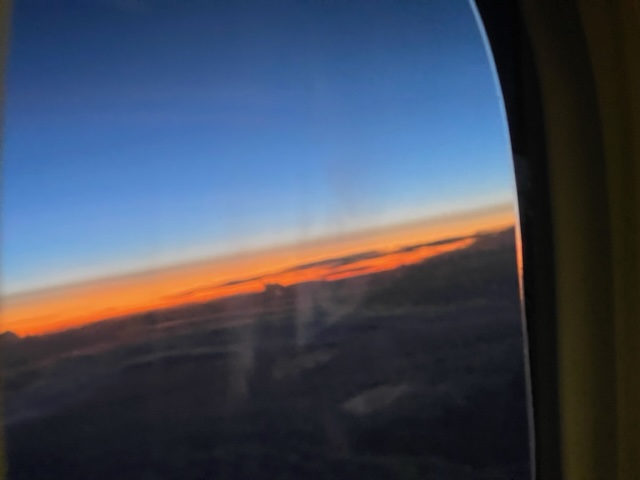 Dawn viewed from airplane window