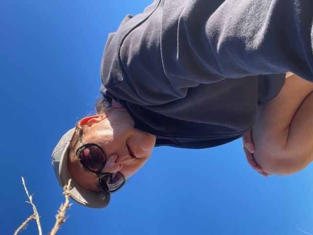 Stephanie against blue sky